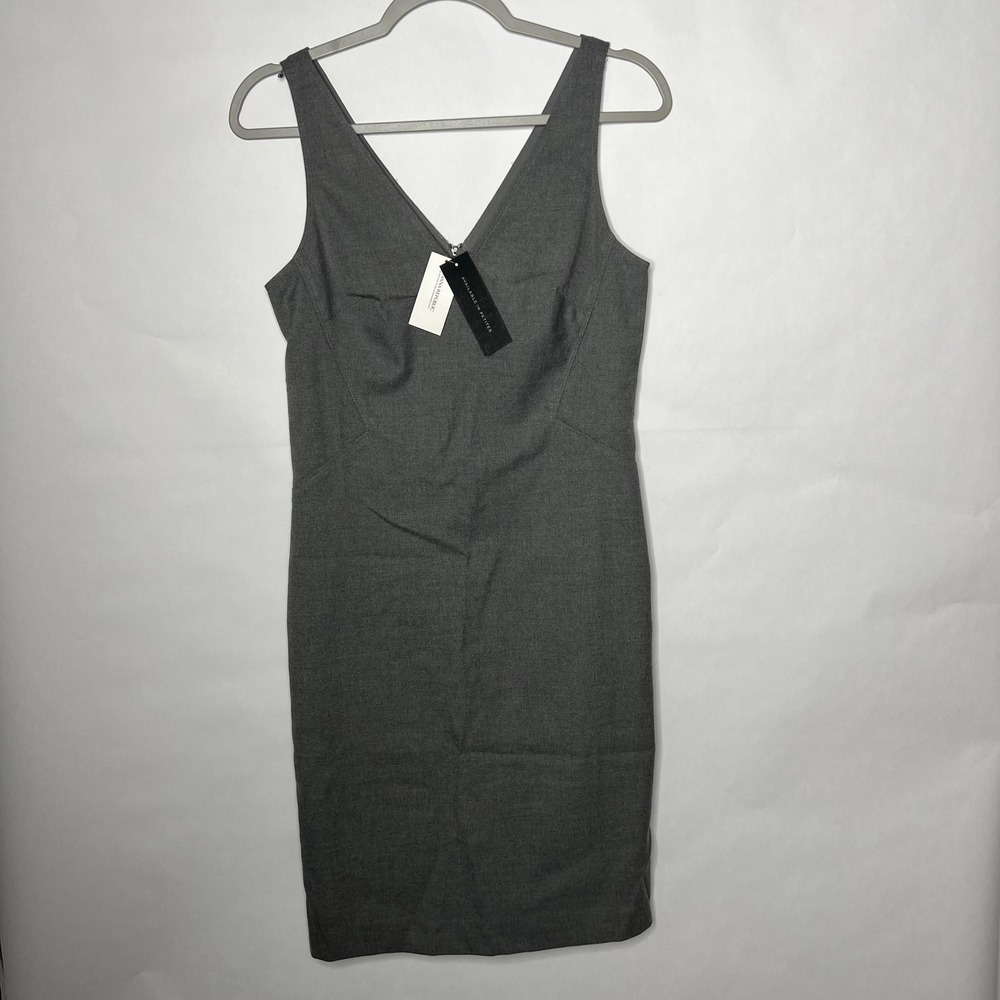 Banana Republic Dress Womens 4 Gray Sleeveless V Neck Sheath Knee Length Office